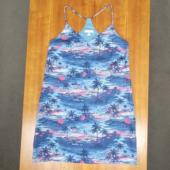 J. Crew Linen Blend Hawaiian Sunset Carrie Shift Mini Sun Dress - Size 4 - Picture 6 of 11